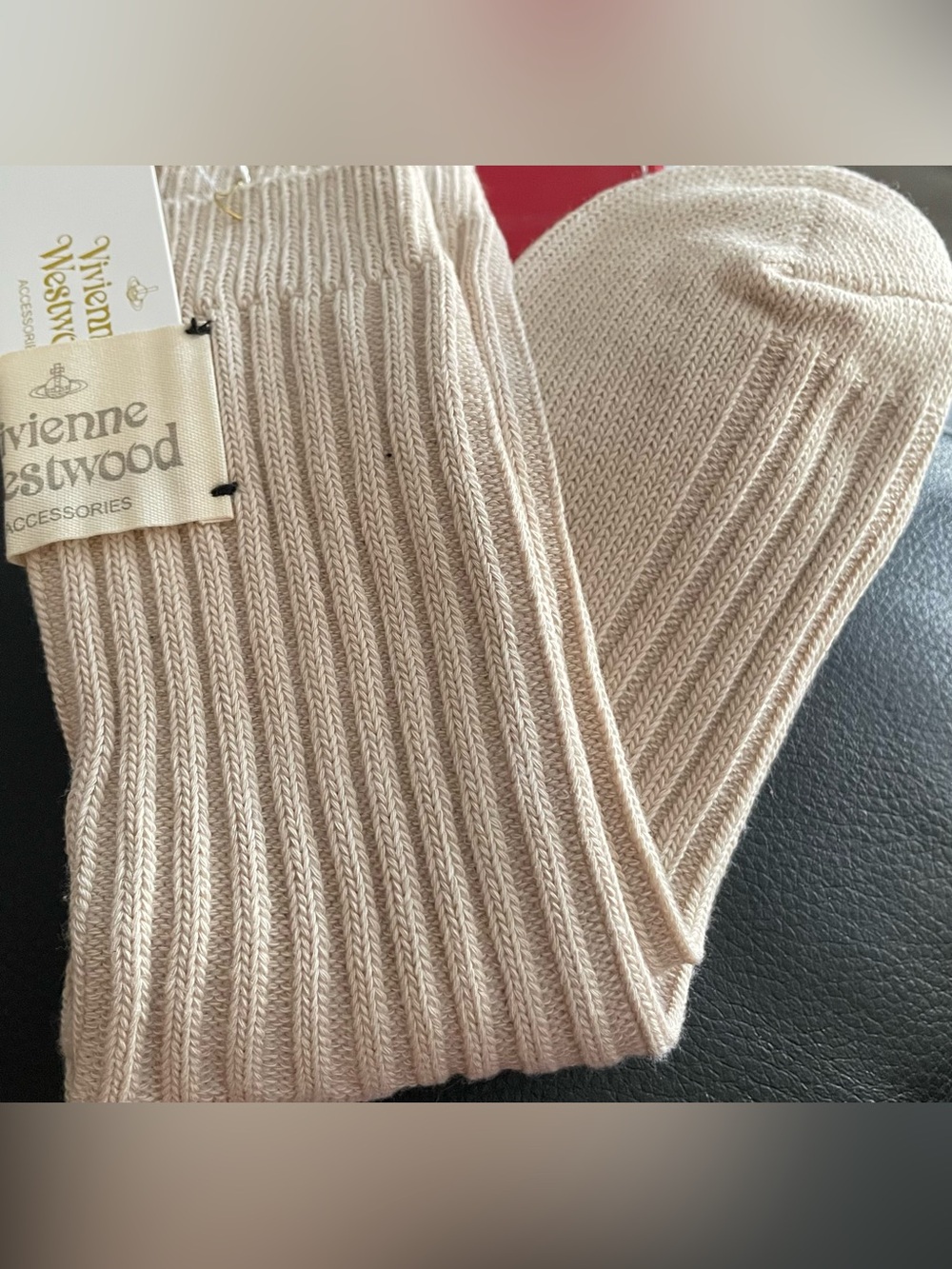 Vivienne Westwood Beige Ribbed Women’s Socks